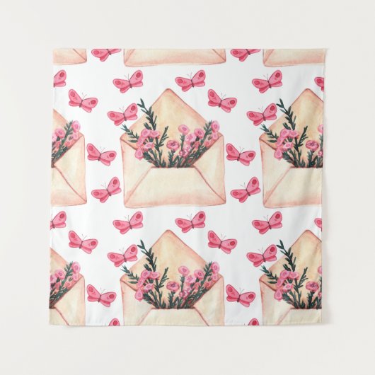 Tenture Fleurs d'aquarelle dans les enveloppes : motif tra (Devant)