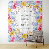 Tenture Fleurs d'aquarelle de printemps vibrantes Mariage (En situation)