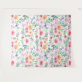 Tenture Fleurs d'aquarelle et feuilles (Devant (Horizontal))