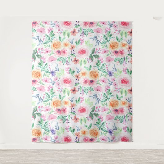 Tenture Fleurs d'aquarelle et feuilles (Devant)