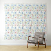 Tenture Fleurs d'aquarelle rose et bleu. (En situation (horizontale))