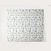 Tenture Fleurs d'aquarelle rose et bleu. (Devant (Horizontal))