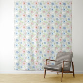 Tenture Fleurs d'aquarelle rose et bleu. (En situation)