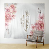 Tenture Fleurs d'aquarelle rose fêtards Parties scintillan (En situation (horizontale))