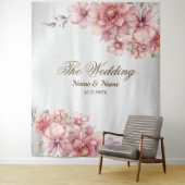 Tenture Fleurs d'aquarelle rose fêtards Parties scintillan (En situation)