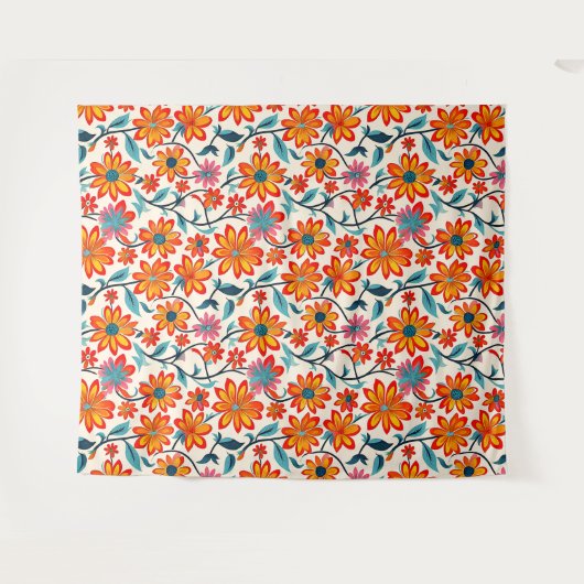Tenture Fleurs d'art populaire Whimsical (Devant (Horizontal))