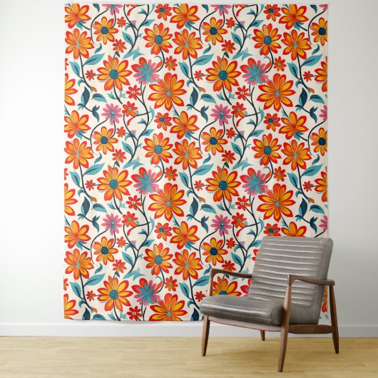 Tenture Fleurs d'art populaire Whimsical (En situation)