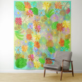 TENTURE FLEURS D'ASTER & CONE ET COULEUR D'EAU TROPICALE F (En situation)