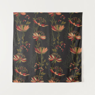 Tenture Fleurs d'Astrantia : tissage vintage floral.