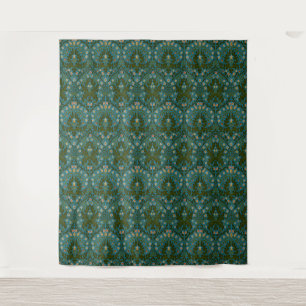 Tenture Fleurs d'Automne Vintage Bleu Vert William Morris