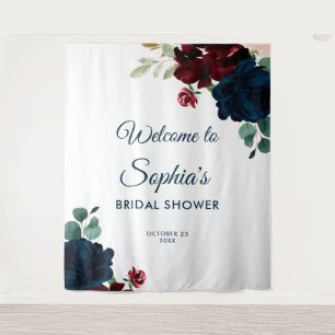 Tenture Fleurs de Bourgogne et de bleu marine Shower Maria