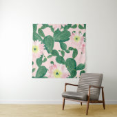 Tenture Fleurs de cactus : peinture aquarelle (En situation)