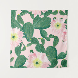 Tenture Fleurs de cactus : peinture aquarelle