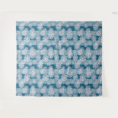 Tenture Fleurs de camomille blanches sur fond bleu rayé (Devant (Horizontal))