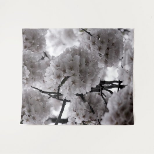 Tenture Fleurs de cerises noires et blanches (Devant (Horizontal))