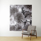 Tenture Fleurs de cerises noires et blanches (En situation)