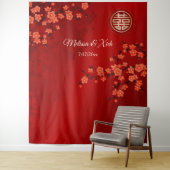 Tenture Fleurs de cerisier Fond de mariage chinois (En situation)