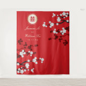 Tenture Fleurs de cerisiers Mariage chinois Rouge Photo fo (Devant)
