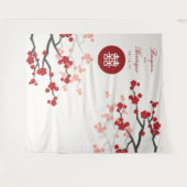Tenture Fleurs de cerisiers rouges Mariage chinois Fond ph (Devant (Horizontal))
