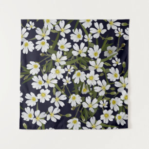 Tenture Fleurs de champs blancs : motif vintage.