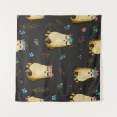 Tenture Fleurs de chats mignons Motif d'aquarelle (Devant (Horizontal))