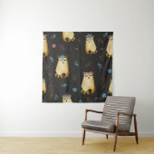 Tenture Fleurs de chats mignons Motif d'aquarelle (En situation)