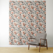 Tenture Fleurs de crème avec feuilles gris sur un gris cla (En situation)