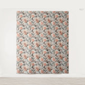 Tenture Fleurs de crème avec feuilles gris sur un gris cla (Devant)