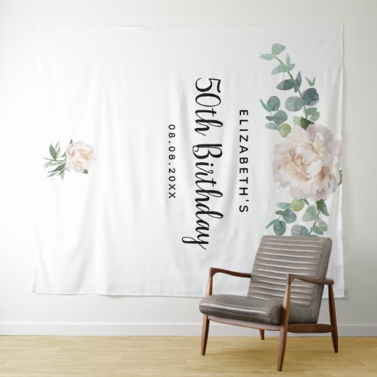 Tenture Fleurs de eucalyptus verdure élégante blanche pour (En situation (horizontale))