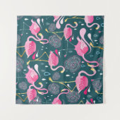 Tenture Fleurs de Flamants roses : Graphisme foncé sans co (Devant (Horizontal))