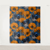 Tenture Fleurs de fleurs et fleurs de pavot orange (Devant)