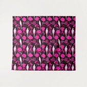 TENTURE FLEURS DE FUCHSIA ROSE NOIRE ART DÉCO, PARROTS BLA (Devant (Horizontal))
