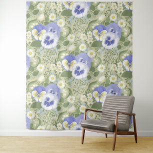 Tenture Fleurs de jardin printanier sur sauge