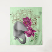 Tenture Fleurs de lotus henné éléphant (Devant)