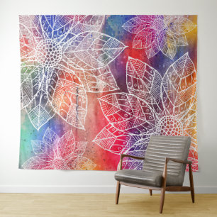 Tenture Fleurs de Mandala Bohème Aquarelle