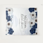 Tenture Fleurs de mariage bleu marine aquarelle (Devant (Horizontal))