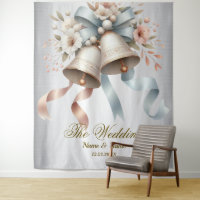 Fleurs de mariage cloches Rubans bleu rose Beau