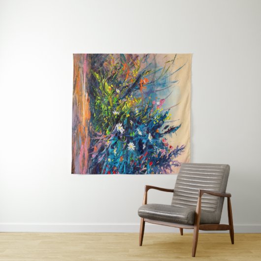 Tenture Fleurs de peinture à l'huile, fleur de maïs, margu (En situation (horizontale))