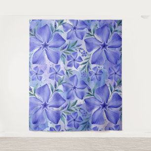 Tenture Fleurs de Pervenche Bleu Violet Fleurs de Vinca