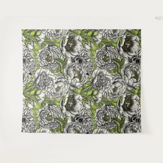 Tenture Fleurs de pivoines blanches et moisissures (Devant (Horizontal))