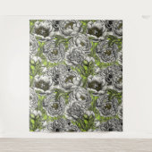 Tenture Fleurs de pivoines blanches et moisissures (Devant)