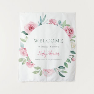 Tenture Fleurs de printemps Cercle rose Fille Baby Shower