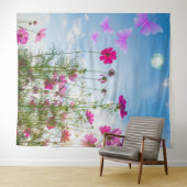 Tenture fleurs de printemps et papillon (En situation (horizontale))