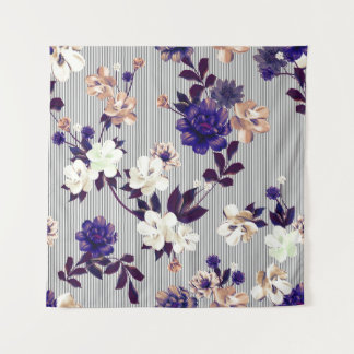 Tenture Fleurs de printemps Motif en silhouette noire