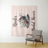 Tenture Fleurs de rose rose délabré pour douche de thé de  (En situation)