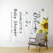 Tenture Fleurs de soleil et papillons Baby shower fond (En situation (horizontale))