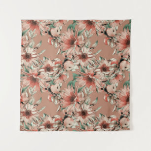 Tenture Fleurs de soleil, pommes : motif d'aquarelle d'aut