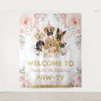 Fleurs de Teint Rose Chiens Bébé Fille Bienvenue