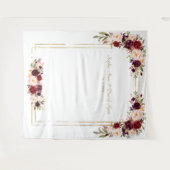 Tenture Fleurs de teinte Bourgogne Mariage Photobooth Or (Devant (Horizontal))