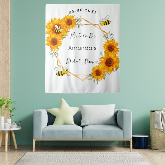 Tenture Fleurs de tournesol blanches pour la future mariée